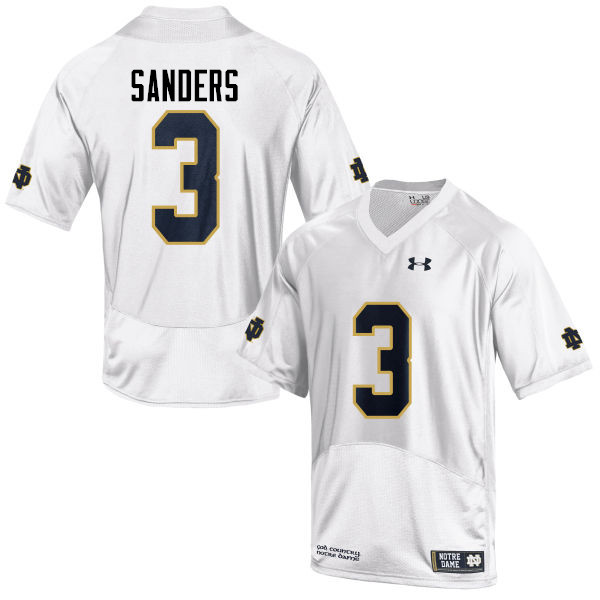 Men #3 C.J. Sanders Notre Dame Fighting Irish College Football Jerseys-White